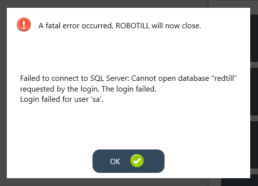 Failed to connect. Cannot open database