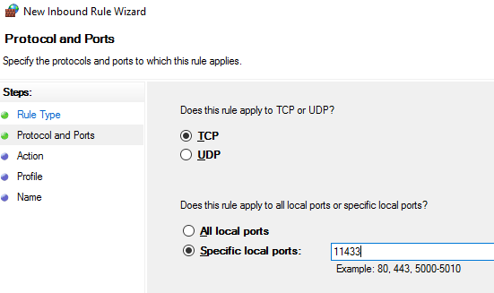 Add port to windows firewall