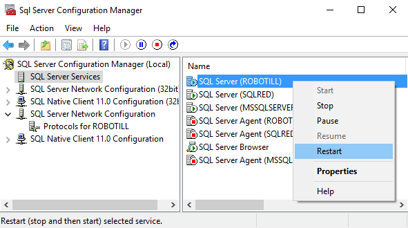 Restart SQL Server