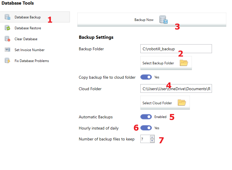 Backup database