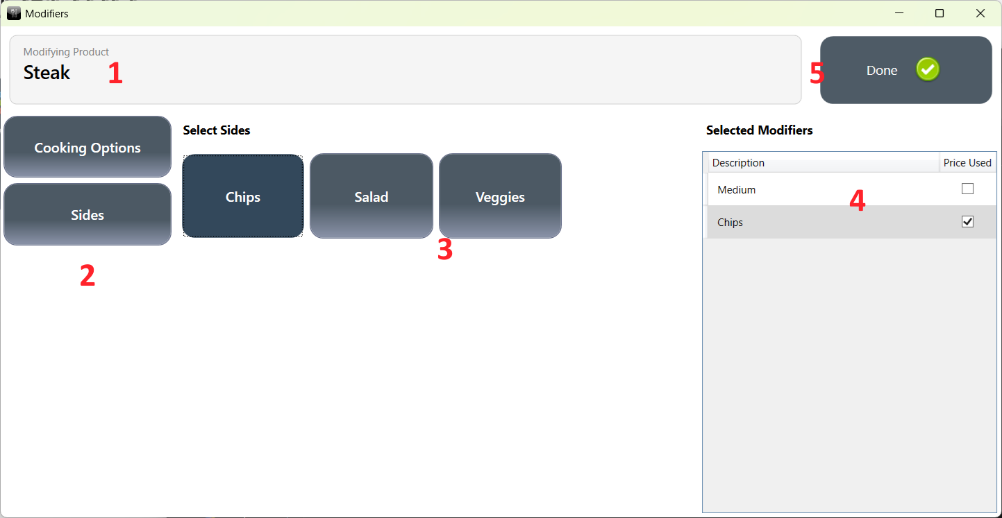 Modifier Selection