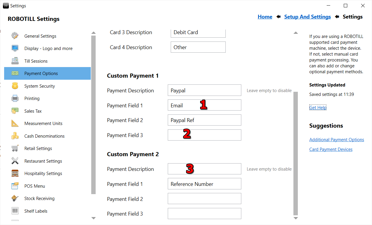 Custom payment setup