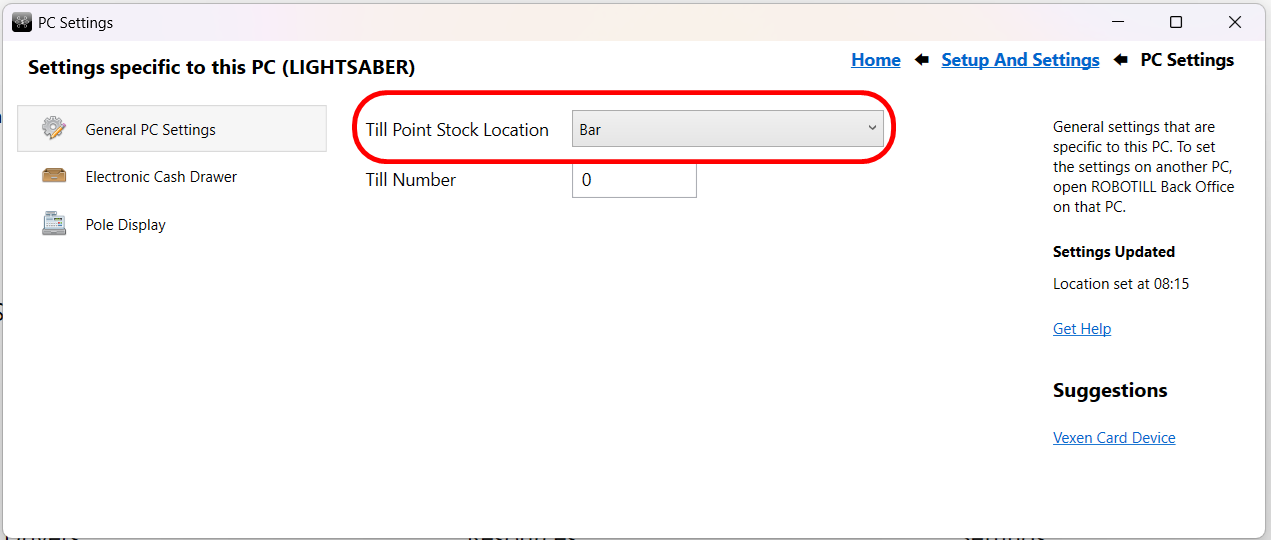 Changing location for till point