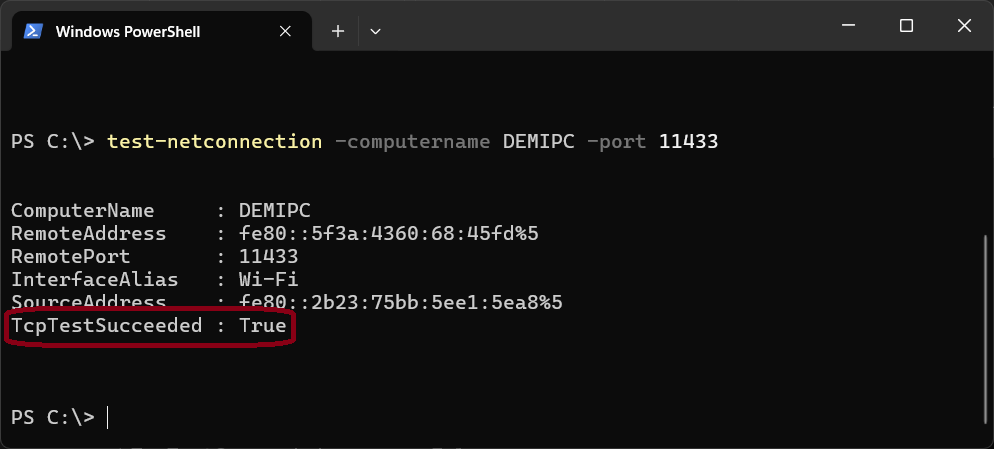 Successful network test